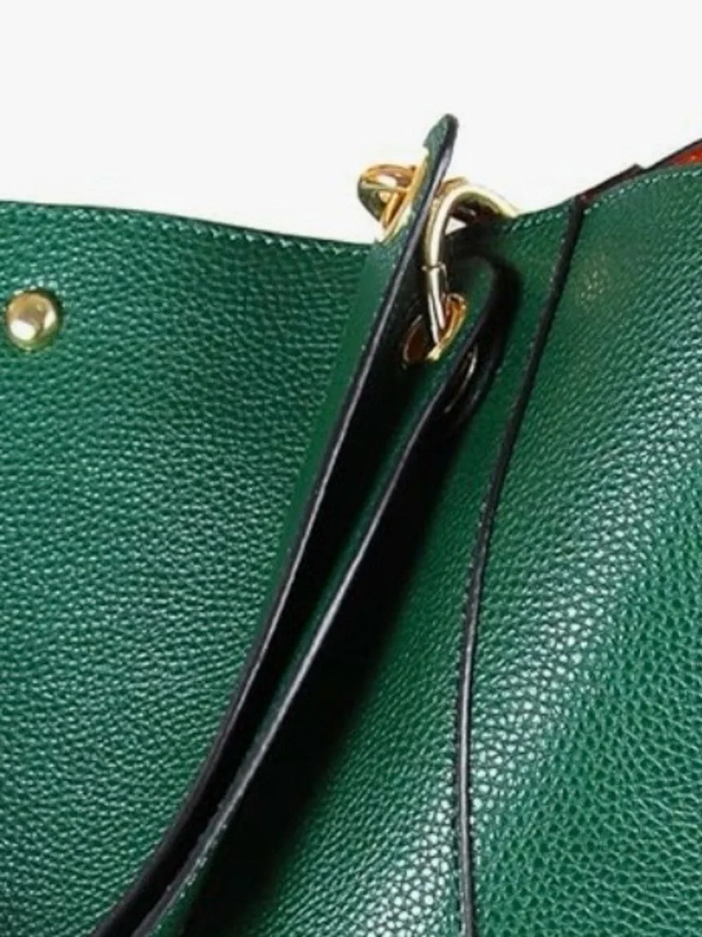 Green Pebbled Vegan Leather Tote Bag Large Work Travel Purse